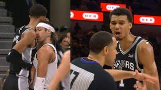 Victor Wembanyama tangled up with Aaron Gordon then gets so heated with ref 