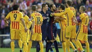 Barcelona vs. Atletico Madrid Fights Fouls Red Cards