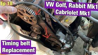 VW Mk1 timing belt replacement. How to install a new timing belt VW golf rabbit cabriolet Mk1