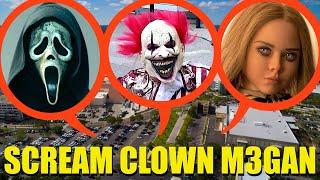 Drone catches M3GAN CLOWN SCREAM at Haunted Movie Theater We found them