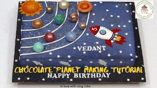 How to Make a Galaxy Cake With Chocolate Planet Decoration Solar System Cake Space Theme Cake