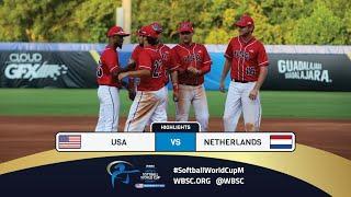 Highlights  Game 7 USA vs Netherlands  2024 WBSC Mens Softball World Cup Group C