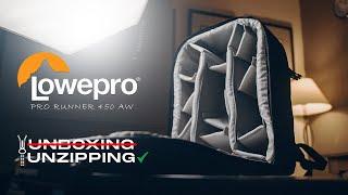 UNZIPPING THE LOWEPRO PRO RUNNER 450 AW UNBOXING CAMERA BAG - BACKPACK - Review