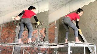 Young girl with great tiling skills - ultimate tiling skills  PART 49.