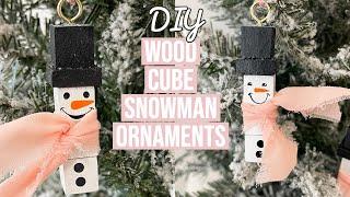 DIY DOLLAR TREE WOOD CUBE SNOWMAN ORNAMENTS  2ND CHRISTMAS SERIES VIDEO