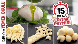 15DKda EVDE 4 FARKLI PEYNİR Tarifi   Dil Peyniri Burrata Peyniri Örgü Peyniri Mozzarella