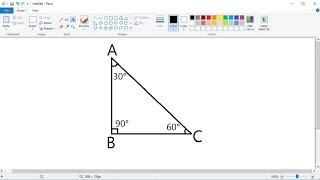 Write angles of triangles geometric shapes in paint