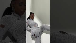 BRIA MYLES photoshoot  modeling shredded catsuit ‍⬛ fallopian heels & accessories by TLZ LFEMME