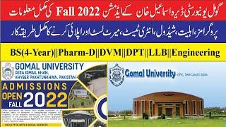 Gomal University Dera Ismail Khan Admission 2022-2023Allied Health Sciences & Pharm-D Admission