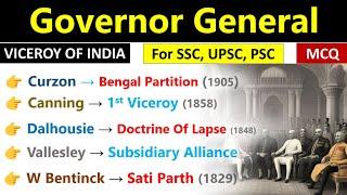 Governor General & Viceroy Of India  Governor General Timeline  Indian History  Top MCQs 