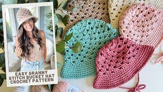 Granny Stitch Bucket Hat Pattern Crochet Pattern - Easy Summer Crochet Hat