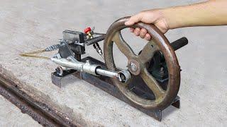 Making a Simple Compressed Air Engine from Old Motorcycle Fork  DIY Machine Idea