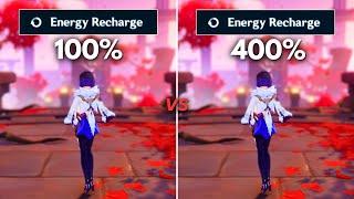 100% to 400% Energy Recharge Comparison for Yelan Genshin Impact