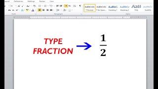 How to type fraction one half ½ in Word  How to Type Fraction in Ms Word