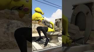 Anime Toy Chica Poop meets Thomas The Train Engine #shorts