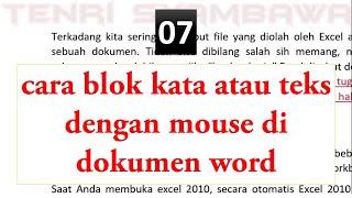 cara blok teks dengan mouse di dokumen word