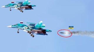 Scary moment The Russian SU-34 fighter pilot was killed instantly by missile while trying to land