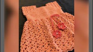 كروشيه فستان بناتي Crochet pink dress for a girls