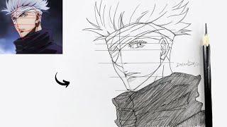 How To Draw Satoru Gojo Easy  Step By Step  Jujutsu Kaisen  Easy Drawing