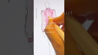 Button Up Shirt with Puff Sleeve Tutorial #Patternmaking #fashiondesigner