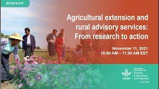 Agricultural extension and rural advisory services From research to action