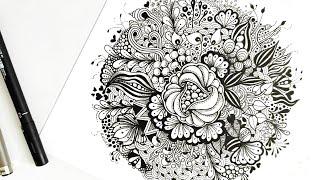 Zentangle flower drawing  Zentangle floral art  Easy zentangle art flowers