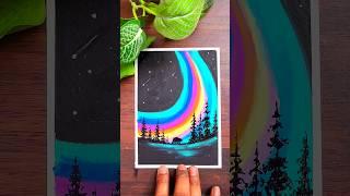Simple OIL PASTEL Easy Aurora Drawing #drawing #art #trending #shorts #shortsfeed #youtubeshorts