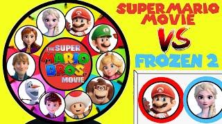 Super Mario Bros The Movie VS Frozen Spinning Wheel Game Punch Box Surprises