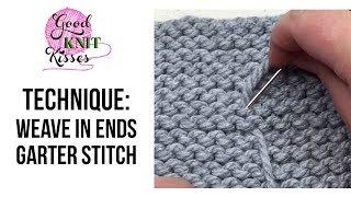 Weave in Ends or Weave tails Garter Stitch CC