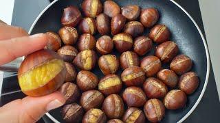 The chestnuts are ready in just a few minutes in the pan in an easy and fast way