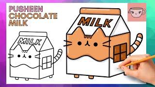 How To Draw Pusheen Cat - Chocolate Milk Carton  Cute Easy Step By Step Drawing Tutorial