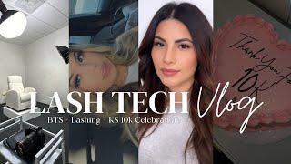 DAY IN THE LIFE OF A LASH TECH VLOG  KIARA SKY LASHES BTS  OVERNIGHT BLOWOUT  LASHING