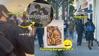 Soohyun spotted hanging out on the streets of LA after receiving BaekHong in lavender fanart