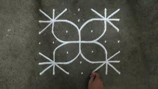 7 by 7 dots rangoli designs for beginners  kolam with dots  how to make rangoli designs easy