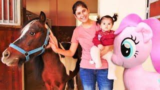 Bebek videoları Sevcan Derin Ayşe ve Defne ile at çiftliğinde bir gün Eğitici oyunlar
