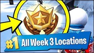 *ALL* Fortnite WEEK 3 CHALLENGE LOCATIONS  SEARCH BETWEEN THREE SKI LODGES Season 7 Week 3