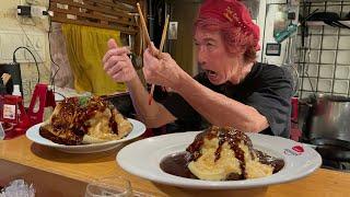 Greatest Omurice Artist GIANT Japanese Rice Omelette in Kyoto Japan