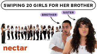 little sister swipes 20 girls for brother  versus 1