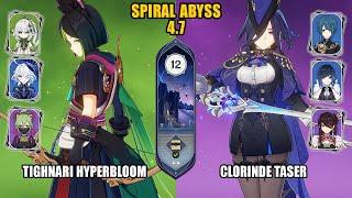 F2P Tighnari Hyperbloom & Clorinde Taser  Spiral Abyss 4.7 - Floor 12  Genshin Impact