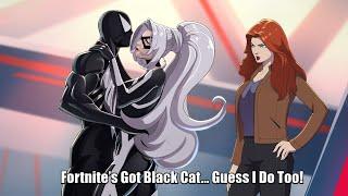 Peter Parker Spooderman Miles Morales and the Spider Society React to Black Cat in Fortnite