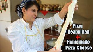 ITALIAN Napolitano Pizza in IRANHomemade Mozzarella CheeseHarvestSummer Routine Life in Village