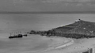 The boilers of the Alba Porthmeor Beach. St Ives Cornwall