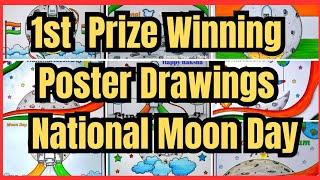 National Moon Day poster drawing ideas  Chandra Dinam drawing ideas 2024  Chandrayaan 3 Drawing