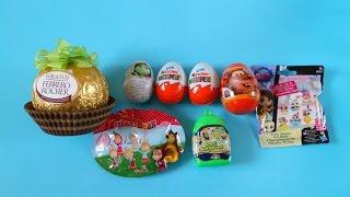 2 Kinder Surprise Eggs Grand Ferrero Pet Surprise Masha and the Bear Tow Mater Surprise Egg Unboxing