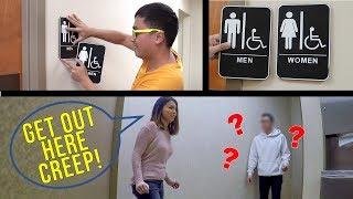 Switching Bathroom Signs Prank