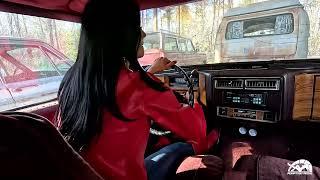 April Lee Cranking Her Old Chevy & Classic Cadillac Little Red Leather Riding Boots #1454