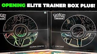 Opening Pokemon Sword & Shield Elite Trainer Box Plus Zacian & Zamazenta