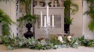 How to make a Wedding Table Garland using rosemary olive bay and gum