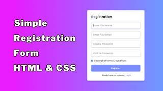 Simple Registration Form using HTML & CSS   No JavaScript