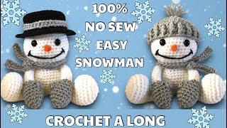 CROCHET SNOWMAN SITTING CHRISTMAS AMIGURUMI - TOQUE AND TOP HAT